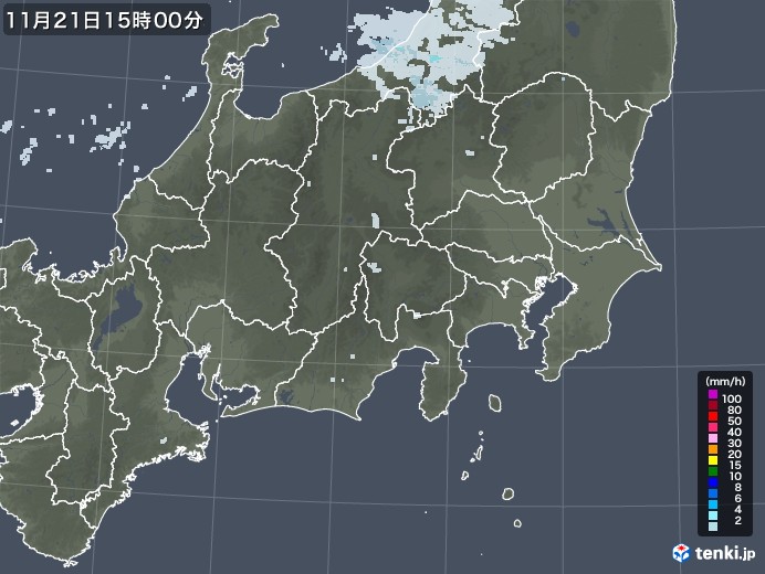 関東・甲信地方の雨雲レーダー(2020年11月21日)