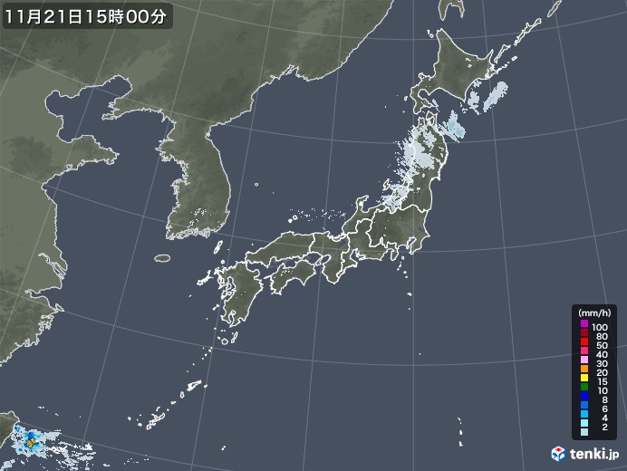 雨雲レーダー(2020年11月21日)