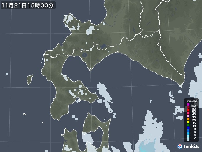 道南の雨雲レーダー(2020年11月21日)