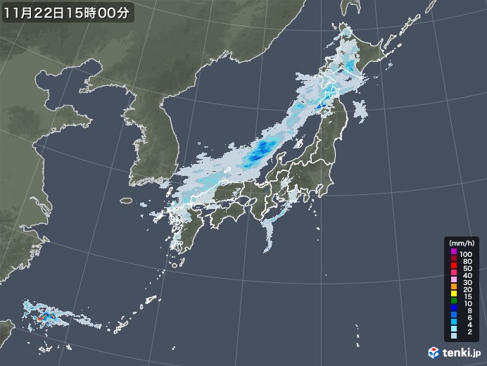 雨雲レーダー(2020年11月22日)