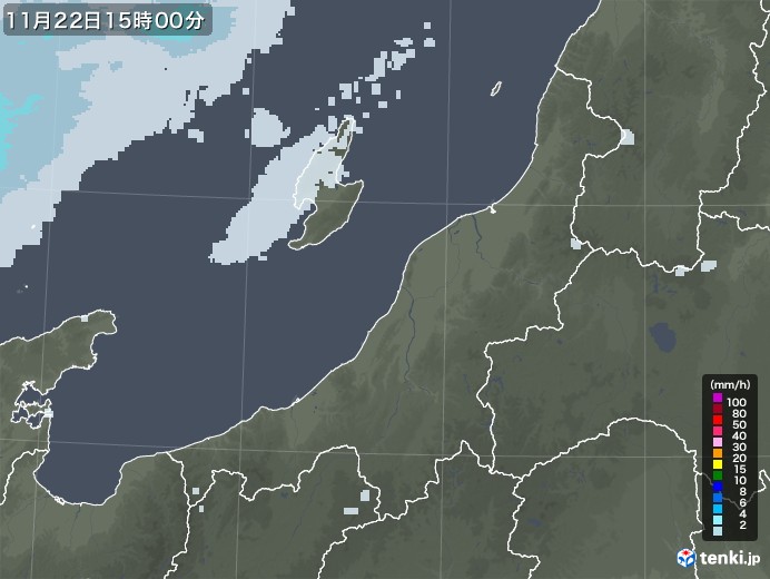 新潟県の雨雲レーダー(2020年11月22日)