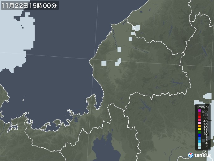 福井県の雨雲レーダー(2020年11月22日)
