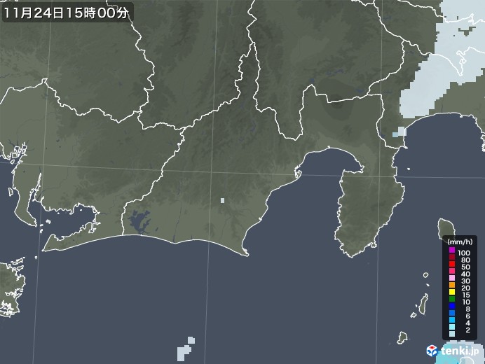 静岡県の雨雲レーダー(2020年11月24日)