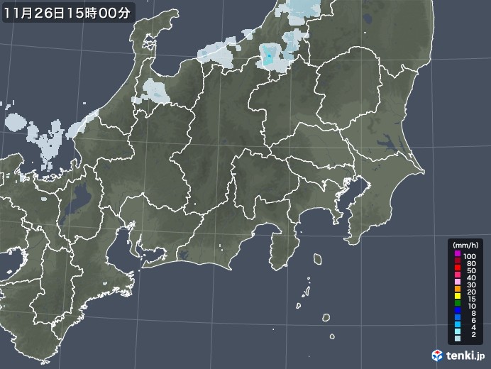 関東・甲信地方の雨雲レーダー(2020年11月26日)