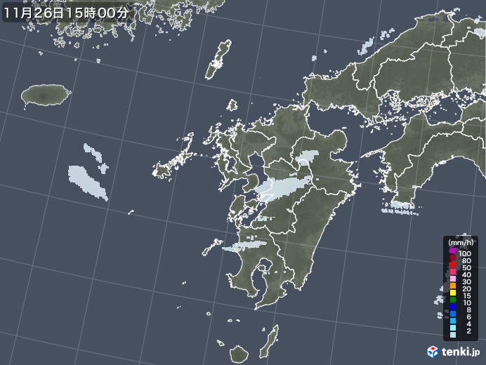 九州地方の雨雲レーダー(2020年11月26日)