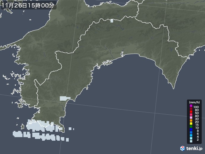 高知県の雨雲レーダー(2020年11月26日)