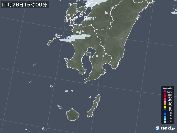 鹿児島県の雨雲レーダー(2020年11月26日)