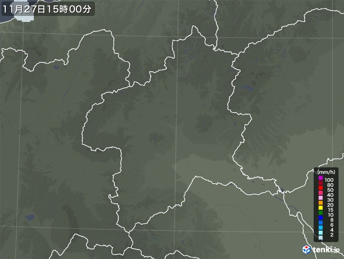 群馬県の雨雲レーダー(2020年11月27日)
