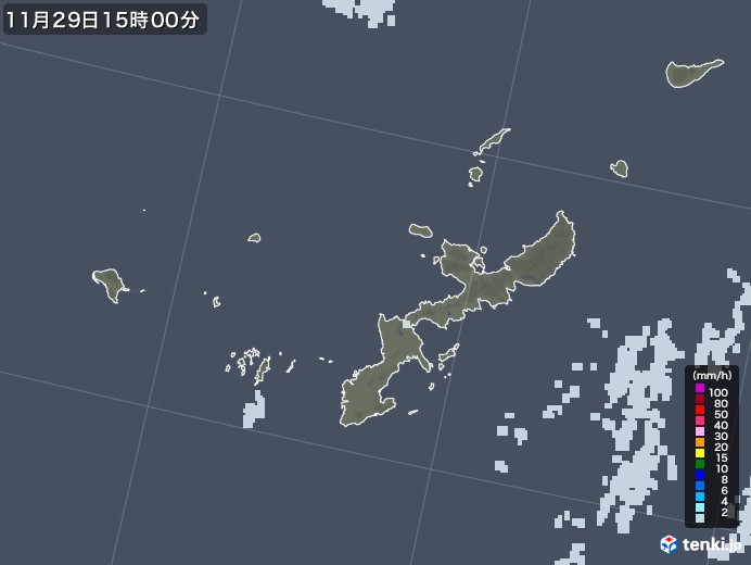 沖縄県の過去の雨雲レーダー 年11月29日 日本気象協会 Tenki Jp