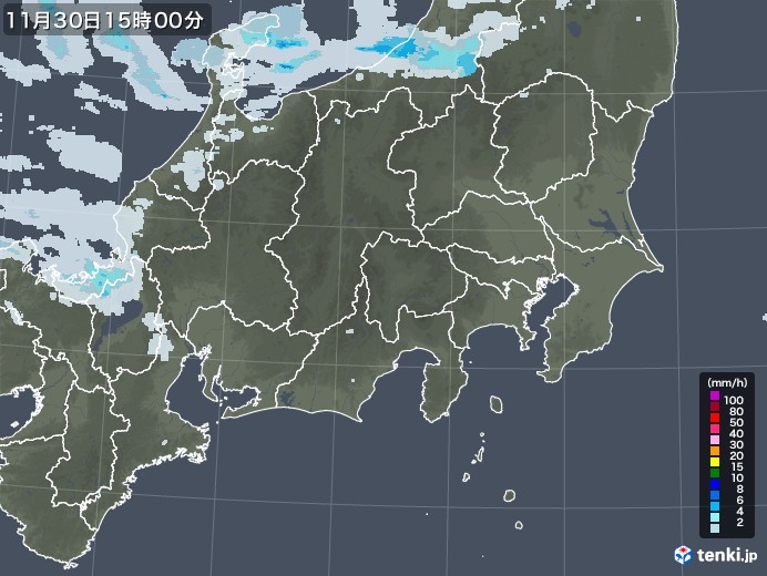 関東・甲信地方の雨雲レーダー(2020年11月30日)