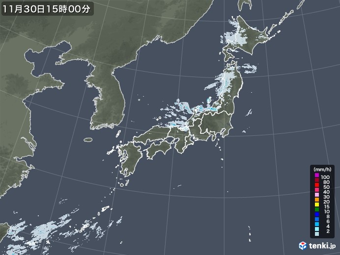 雨雲レーダー(2020年11月30日)