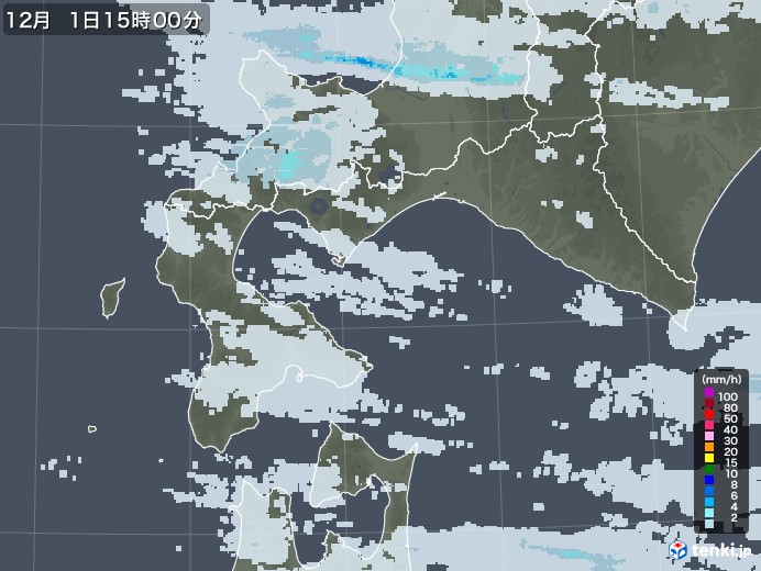 道南の雨雲レーダー(2020年12月01日)