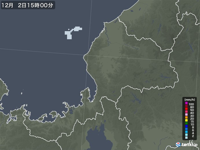 福井県の雨雲レーダー(2020年12月02日)