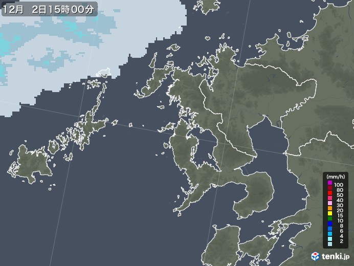 長崎県の雨雲レーダー(2020年12月02日)