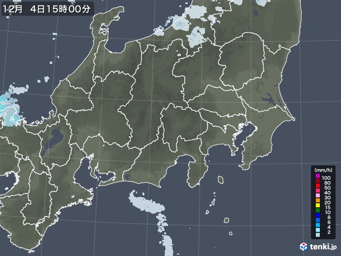 関東・甲信地方の雨雲レーダー(2020年12月04日)