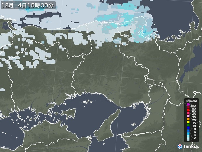 兵庫県の雨雲レーダー(2020年12月04日)