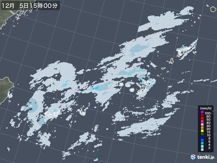 沖縄地方の雨雲レーダー(2020年12月05日)