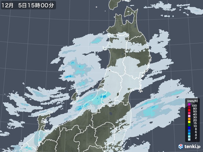 東北地方の雨雲レーダー(2020年12月05日)