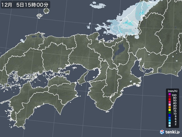 近畿地方の雨雲レーダー(2020年12月05日)