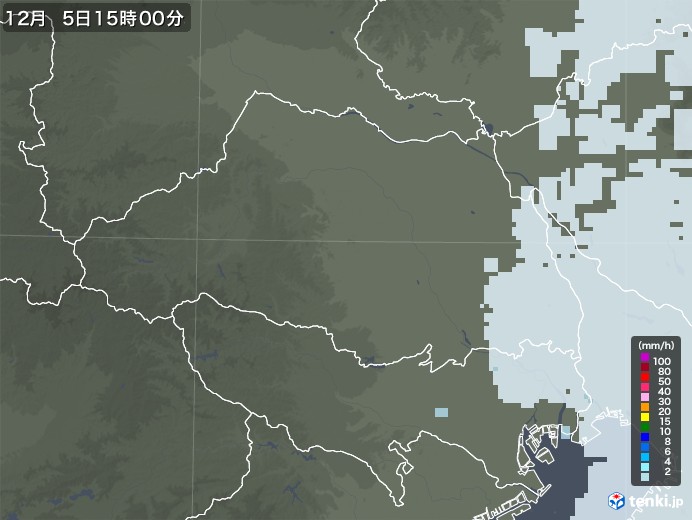 埼玉県の雨雲レーダー(2020年12月05日)