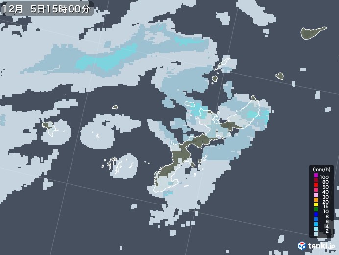 沖縄県の雨雲レーダー(2020年12月05日)
