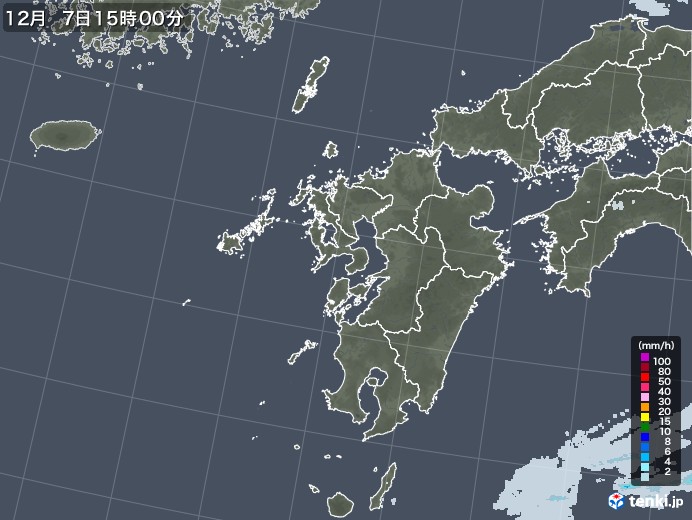 九州地方の雨雲レーダー(2020年12月07日)