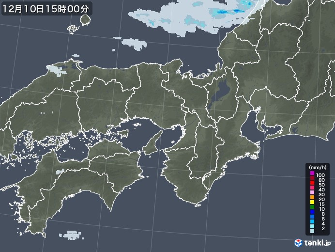 近畿地方の雨雲レーダー(2020年12月10日)