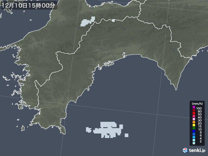 高知県の雨雲レーダー(2020年12月10日)