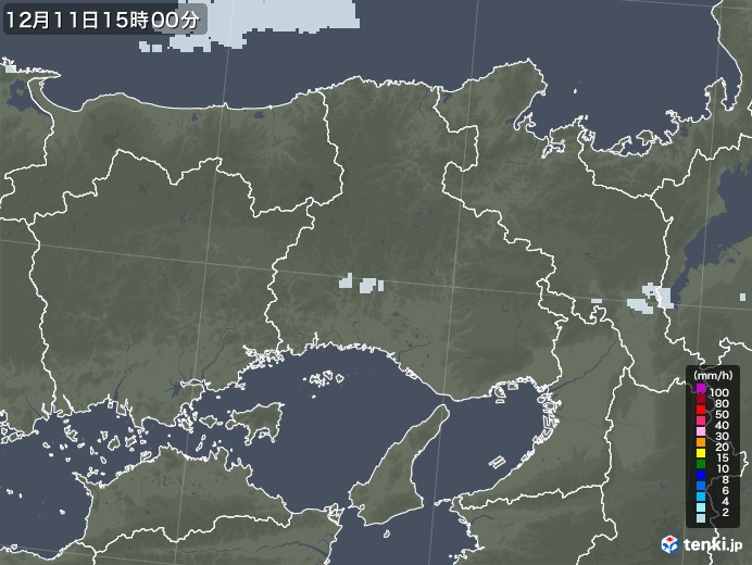 兵庫県の雨雲レーダー(2020年12月11日)