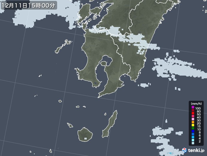 鹿児島県の雨雲レーダー(2020年12月11日)