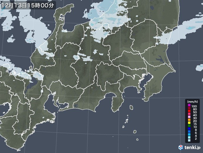 関東・甲信地方の雨雲レーダー(2020年12月13日)