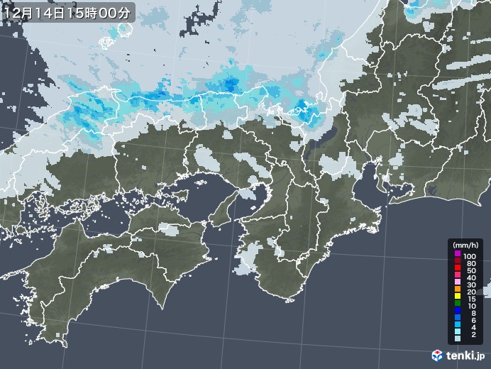 近畿地方の雨雲レーダー(2020年12月14日)