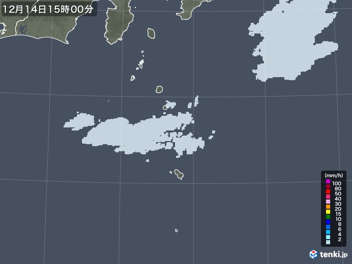 伊豆諸島(東京都)の雨雲レーダー(2020年12月14日)