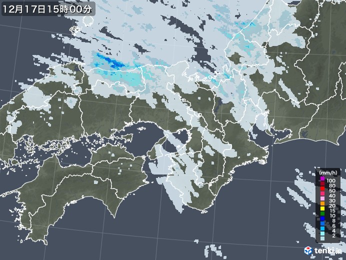 近畿地方の雨雲レーダー(2020年12月17日)