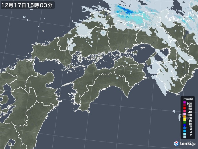 四国地方の雨雲レーダー(2020年12月17日)