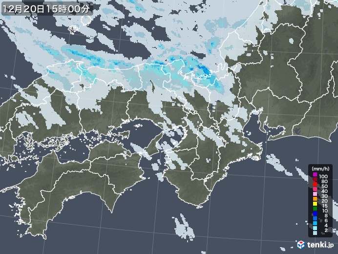 近畿地方の雨雲レーダー(2020年12月20日)