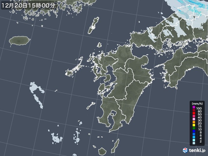 九州地方の雨雲レーダー(2020年12月20日)