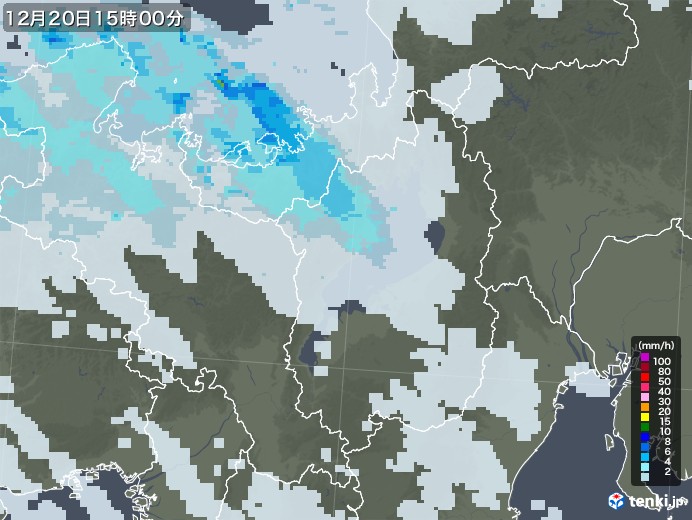 滋賀県の雨雲レーダー(2020年12月20日)