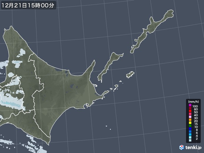 道東の雨雲レーダー(2020年12月21日)