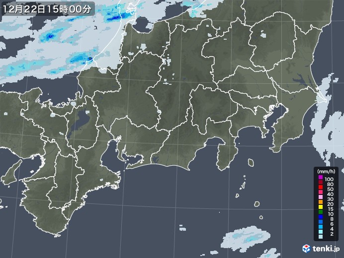 東海地方の雨雲レーダー(2020年12月22日)