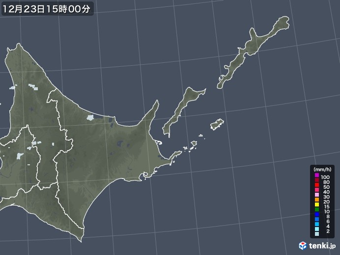 道東の雨雲レーダー(2020年12月23日)