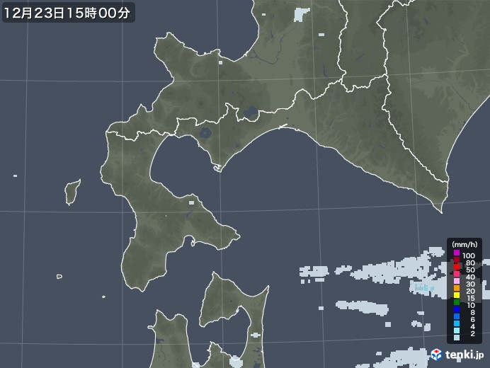 道南の雨雲レーダー(2020年12月23日)