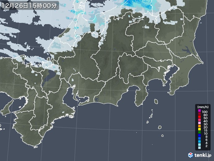 東海地方の雨雲レーダー(2020年12月26日)
