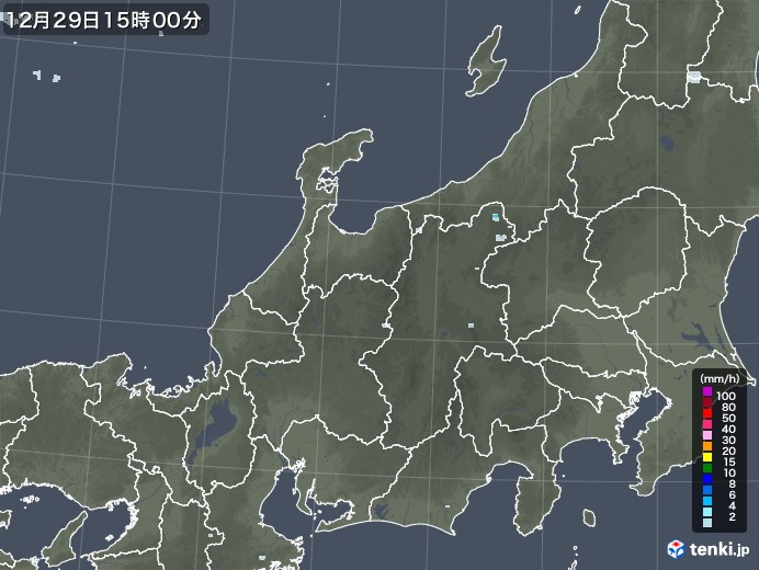 北陸地方の雨雲レーダー(2020年12月29日)