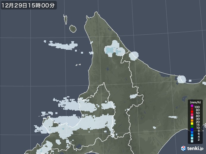 道北の雨雲レーダー(2020年12月29日)