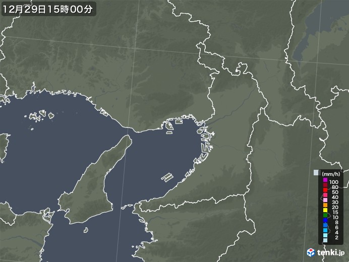 大阪府の雨雲レーダー(2020年12月29日)