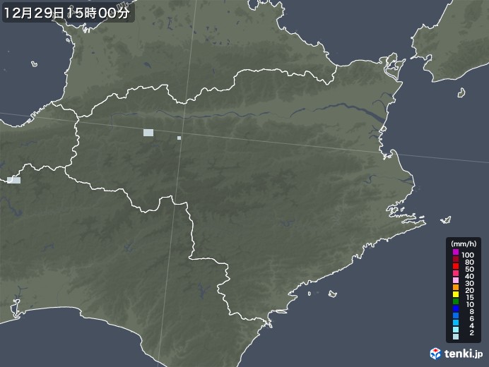 徳島県の雨雲レーダー(2020年12月29日)