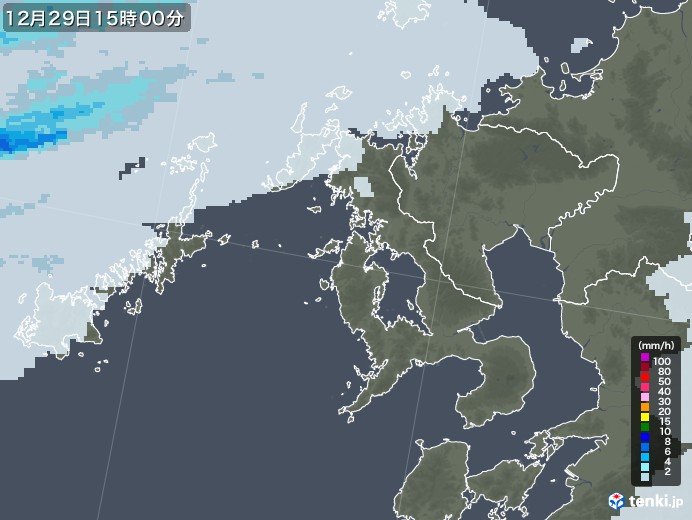 長崎県の雨雲レーダー(2020年12月29日)