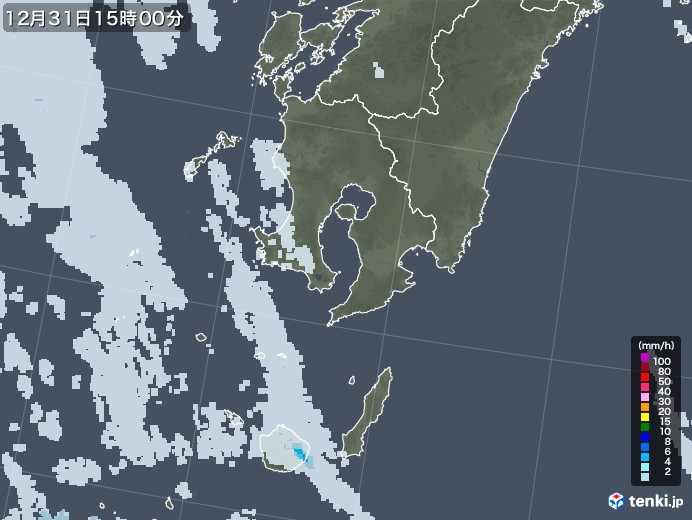 鹿児島県の雨雲レーダー(2020年12月31日)