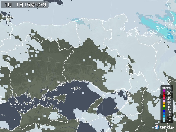 兵庫県の雨雲レーダー(2021年01月01日)